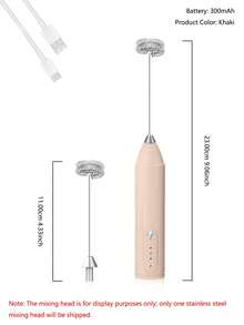 1个可充电便携式电动奶泡器，3档速度设置，300mAh电池，304不锈钢搅拌头，适用于鸡蛋、牛奶、咖啡、拿铁、卡布奇诺、热巧克力和蛋白粉饮品，迷你搅拌器，理想礼品 - 彩色 - 查看 5