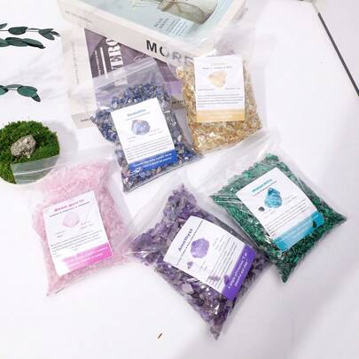 1 libra/bolsa de grava natural de amatista - Chips de cristal coloridos para curación Reiki, acuario, jardín y decoración del hogar