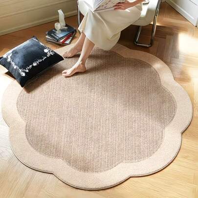 1件浅色花瓣地毯，中世纪现代风格客厅沙发地毯，现代艺术风格柔软卧室床边地毯，不对称形状家居装饰地毯，卧室装饰，小地毯，地毯，家居装饰，客厅地毯，客厅小地毯，卧室地毯，客厅家居装饰，户外地毯，可水洗地毯