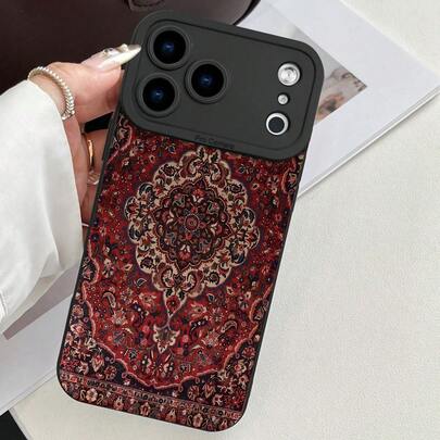 Modischer, beliebter, personalisierter, traditioneller persischer Teppich inspirierter Luxus-Handyhülle mit aufwendigem Blumenmediallion-Muster, stoßfest, ästhetisch, süß, mit Linsenschutz, kompatibel mit iPhone 17/17Pro/17Pro Max, 16, 15, 14, 13, 12, 11 Plus/Pro Max und Serien, sowie kompatibel mit Galaxy S/A Serien, Geschenk für Ostern, Weihnachten, Halloween Dekoration/Geburtstag, Freundin, Freund oder sich selbst, internationale Version, nicht die Inlandsversion