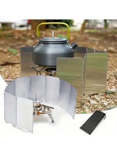 12 Stück faltbarer Campingkocher Windschutz Set | Bestseller | Flugzeugaluminium-Legierung Paneele, ineinandergreifendes hitzebeständiges Design | inklusive tragbare Aufbewahrungstasche | kompatibel mit Propan/Butan Kochern | geeignet für Wandern, Camping Kochen | Essentiell für Frühjahrscamping | ultraleichtes Trekking, tragbares Zubehör, Wohnmobil Accessoires, hitzebeständiger Windschutz, Outdoor Kochset