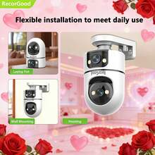 1pc [Indoor WIFI Pet Training Monitor] Dual-Lens WIFI Security Camera, 1080P 2.4GHz Wireless IP Surveillance System, Supports AI Human Tracking, Full-Color Night Vision, Two-Way Audio, Pan-Tilt, APP Control, USB Powered, Suitable For Home, Yard, Balcony, Home Security Monitoring, Great Gift Choice For Halloween, Christmas, New Year - White - View 8