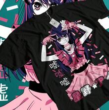 Oshi No Ko-Shirt Ai Hoshino Waifu Girl Call Of Night Anime Shirt All Size - 黑色 - 查看 2