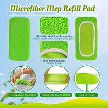 6 Green Mop Cloths, Reusable Mop Pads, Suitable For Both Dry And Wet Cleaning As Replacement Cloths For Flat Mops, Perfect For Maintaining Hardwood Floors, Tiles, Washable Mop Replacement Cloths, And Flat Mop Replacement Pads In Schools And Offices - green - 查看 4