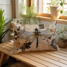 MEMNUN 1件法式复古昆虫插画印花抱枕套（不含枕芯），尺寸：11.81*19.71英寸（30*50厘米）/15.75*23.62英寸（40*60厘米），单面印花，涤纶材质，蜻蜓花卉装饰抱枕套，适用于沙发、床、客厅、卧室、汽车、办公室、酒店等场所，四季皆宜，是馈赠亲朋好友的完美礼物。 - 彩色 - 查看 7