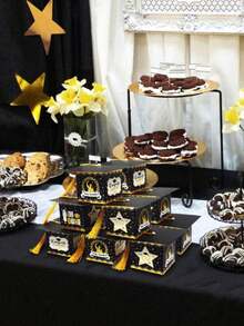 10/20/30pcs Gold Glitter Graduation Cap Candy Boxes, 2026 Graduation Decor, Graduation Party Favor Boxes With Tassels, Chocolate Boxes, Graduation Gift Boxes For Class Of 2026 - Multicolor - View 10