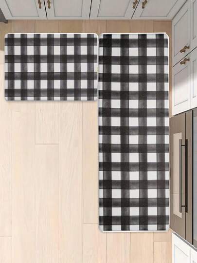 1pc Black & White Area Rug, Velvet Carpet, Room Decor, Anti-Slip & Wear-Resistant, Sound Insulation, Skin-Friendly Soft, Easy To Clean, Indoor Doormat, Living Room Carpet, Bedroom Carpet, Bathroom Mat, Washable Rug, Home Decor, Floor Decoration & Protection