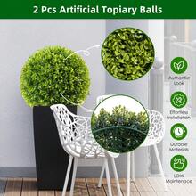 2/4 Pack Artificial Boxwood Topiary Balls  - Realistic Faux Greenery For Porch, Patio, Balcony Decor - Outdoor/Indoor Hanging Plants, Wedding & Home Decoration - Mizilan, 19.7 inch - Gói 2 chiếc - Xem 4