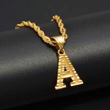 Collares con letras A-Z para mujeres y hombres, colgante con inicial bañado en oro, cadena de cuerda, joyería de letras del alfabeto en inglés, africana - Amarillo Oro - Ver 25