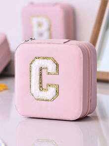 旅行珠宝收纳盒，A-Z字母珠宝盒，字母可定制，多功能珠宝收纳盒，珠宝整理收纳，小巧珠宝盒，化妆品收纳盒，指甲油收纳盒，旅行必备，邮轮必备，戒指、项链、耳环珠宝收纳盒，伴娘礼物，送给女性的个性化礼物，妻子、母亲，旅行配件，万圣节礼盒，圣诞节礼盒 - 彩色 - 查看 12