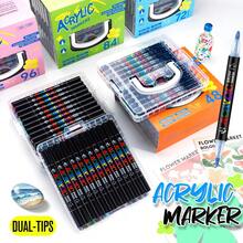 Bộ bút dạ acrylic hai đầu 12/24/36/48/60/72/100/120 màu, ngòi mềm & cứng, dụng cụ mỹ thuật cho học sinh, chống thấm nước, khô nhanh, không lem mực, hộp quà tặng nhiều kích cỡ. - Hộp xếp chồng bằng nhựa PVC năm 1989 - Xem 2