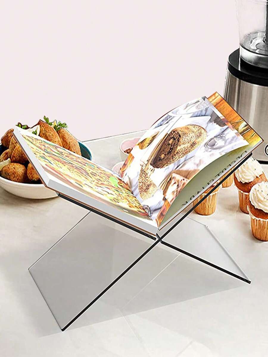Acrylic X-Shaped Book Stand, Book Holder, Display Rack For Books, Magazines, Sheet Music, Recipes, Photo Albums