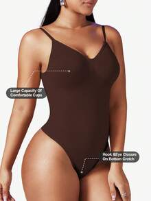 1pc Women Seamless Shapewear Tummy Control Panty, Waist Trainer, Brown - Brown - View 5