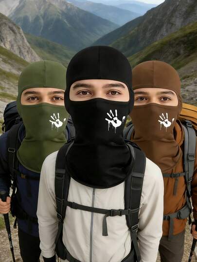 Set de 3 piezas/2 piezas/1 pieza Pasamontañas unisex con estampado de palma, máscara de esquí para hombres y mujeres, adecuada para deportes al aire uso diario, regalo de gorro