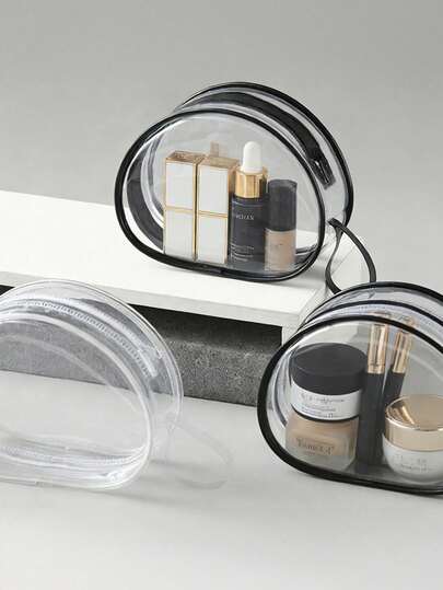 1个透明PVC收纳袋，化妆旅行包，化妆品整理袋，哺乳垫包装收纳袋，高品质文胸收纳袋，椭圆形袋