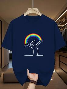 Nuevos artículos populares de 20262025: la última camiseta de hombre de alta gama, de cuello redondo, ligeramente elástica, holgada, fácil de cuidar, versátil, con estampado, transpirable, de secado rápido y que absorbe el sudor, de la serie Mr. La-Linea. - Azul marino - Ver 14