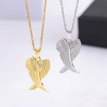 1 chiếc vòng cổ thiên thần nhỏ mạ vàng 18K đính đá Zirconia, mặt dây chuyền hình cánh thiên thần cổ điển bằng thép không gỉ, vòng cổ thời trang phù hợp cho phụ nữ đeo hàng ngày. - 40+5cm - Xem 12