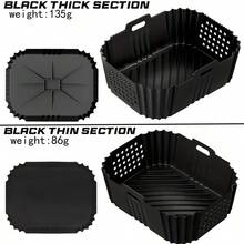 2pcs Silicone Air Fryer Liners, Reusable Non-Stick Basket Mats, Fit For 9.5L & Double Layer Models, Compatible With AF400UK, AF451UK, Tower T17088, Black - Air Fryer Silicone Pan - View 6