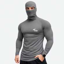 Balaclava Kit + Men's Thermal Shirt UV 50+ Protection - 灰色套件 - 查看 5