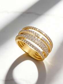 1 Nhẫn Fashion Unlimited Loop Zirconia quà tặng Giáng sinh, đám cưới, người yêu, tiệc tùng, ngày lễ - Vàng - Xem 8