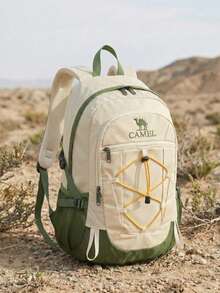 CAMEL CROWN 男女通用户外徒步背包，旅行远足运动休闲学生单肩包，新款设计 - 綠色 - 查看 6