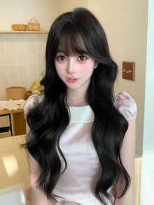 alicegarden Tóc giả tổng hợp dài 26 inch với kiểu tóc gợn sóng tự nhiên màu đen tuyệt đẹp. Được thiết kế với phần mái, bộ tóc giả này hoàn hảo cho việc sử dụng hàng ngày của các quý cô, mang lại vẻ ngoài tự nhiên và chân thực, là món quà lý tưởng dành cho phái nữ. - màu đen - Xem 6