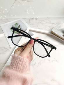 1 Pair Women's Plastic Frame Square Large Frame Rhinestone Fashion Glasses, Transparent Lenses, Street Style - Multicolor - View 4