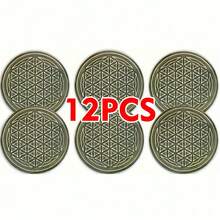 6pcs/Set Green Wooden Coaster Set - Flat Printing, Bohemian Style Design, Suitable For Coffee Cups And Tea Cups, Home And Restaurant Decor, Ideal Gift Choice, Available In 1 Set, 2 Sets Or 3 Sets - Màu xanh Ô liu - Xem 10