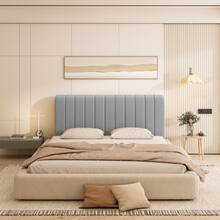 1pc Gray Minimalist Vertical Striped Headboard Cover, 360° Full Wrap Around Protection, Adjustable For Thin/Thick Headboards, Easy Removable & Washable, Bedroom Decor - Light Grey - View 5