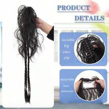 24 Inch Long Synthetic Curly Ponytail Hair Extension, Detachable Hair Clip/Elastic Band Accessory (No Glue), Adds Volume And Length For Short Hair - 彩色 - 查看 4