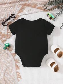 Body bébé une pièce à manches courtes, vêtements de rampant - Noir - Voir 4