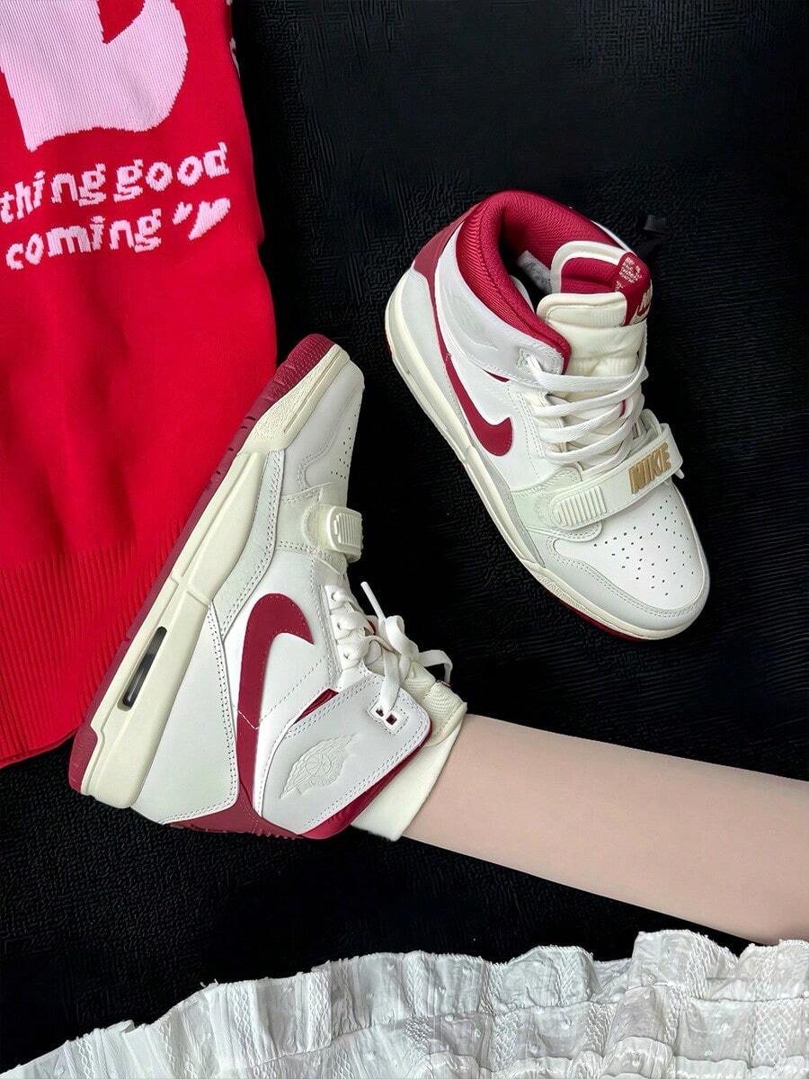 Nike Jordan Legacy 312 馬年限定 貼合舒適百搭休閒 高筒 GS 板鞋 男女同款 - 米白色/紅色 - 查看 1