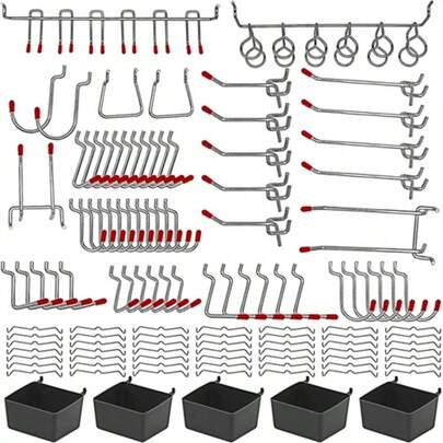 Metálicos Tablero Ganchos Clavijas Para Herramientas 114 Pcs
