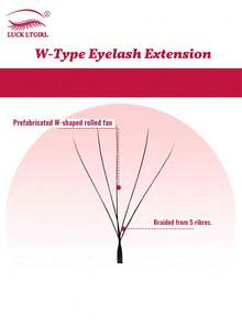 LUCK LTGIRL 12排 YY/3D/4D/5D W型假睫毛，D卷度，美睫师用品，0.07毫米（8-15毫米）及混合预制W型扇形假睫毛，自然柔软浓密型黑色假睫毛，仿貂毛单根假睫毛，美睫师用品，睫毛簇，睫毛片，单根假睫毛，假睫毛 - D - 查看 8