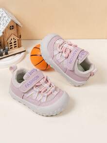 1 Pair Baby Toddler Shoes, Lightweight Anti-Slip Breathable Sneakers, Convenient Hook And Loop Closure - Pink - View 8
