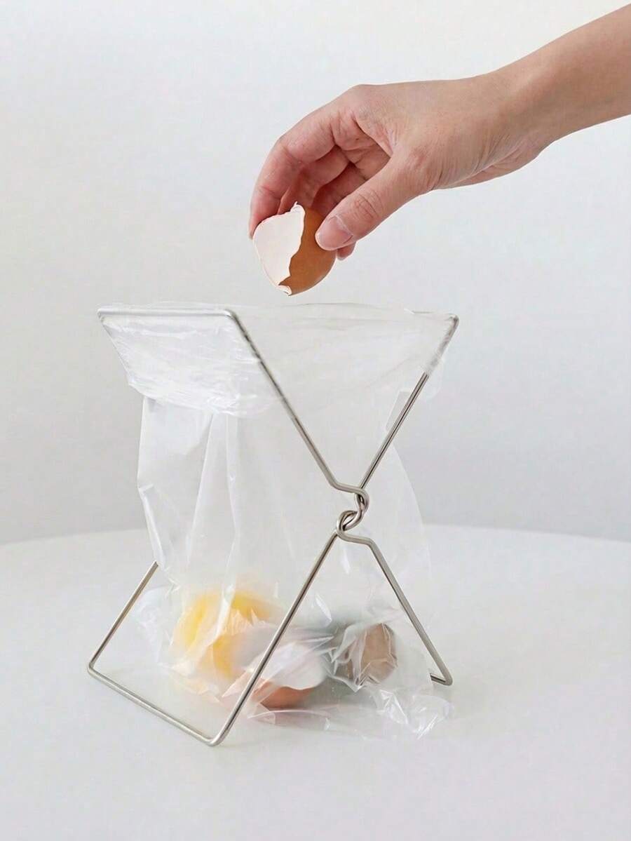 Suporte Dobrável para Saco de Lixo em Aço Inoxidável, Suporte de Armazenamento de Saco de Lixo de Cozinha, Suporte para Pano de Limpeza (Existem marcas de solda evidentes na interface do produto, mas não afetam o uso) - Multicolorido - Visão 1