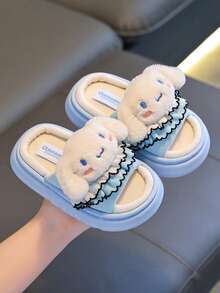 SANRIO 1 Par de Chinelos de Linho Infantis Kuromi, Chinelos Internos de Linho Respiráveis para Meninos e Meninas, Adequados para Primavera e Outono - Azul bebê - Visão 1
