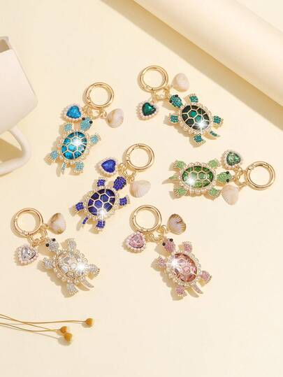 1pc Fashion European & American Luxury Cute Turtle Shaped Keychain Pendant, Suitable For Women's Car Keys, Bags Decoration And Gift