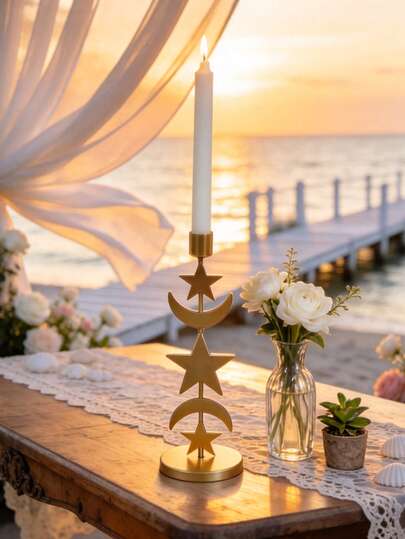 1pc Minimalist Metal Candle Holder, Suitable For Pillar Candles, Romantic Style Candle Lighting Decor For Dinner, Wedding, Home Decor. Also A Great Gift Choice For Housewarming, Commemoration, Holiday, Friends And Family.