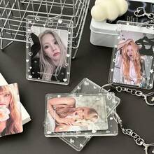Hộp đựng thẻ acrylic trong suốt lấp lánh tối giản, bao đựng thẻ nhỏ 3 inch, hộp đựng thẻ dạng xếp, thẻ ID, màng bảo vệ thẻ, hộp đựng thẻ. - Hình chữ nhật - Xem 6