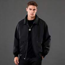 Men's Spring Casual Turndown Collar Jacket - Black - View 2