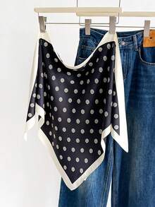 1件春夏百搭波点条纹多功能围巾披肩，适合日常、办公、度假穿着 - 黑色 - 查看 5
