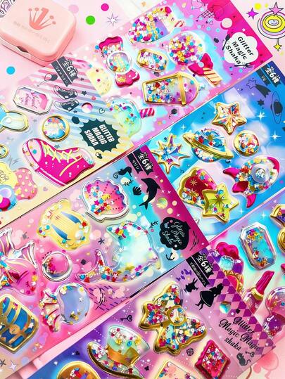 These 3D Laser Holographic Stickers Feature A High-Gloss Laser Coating With Embedded Gold Foil, Which Will Shimmer In 7 Different Colors Under Light. The Full 3D Embossed Design Offers An Excellent Tactile Feel! They Are Waterproof, Wear-Resistant, And Leave No Residue. Perfectly Suitable For Decorating Notebooks, DIY Phone Cases, And Other Stationery, Instantly Adding A Touch Of Charm And Cuteness!