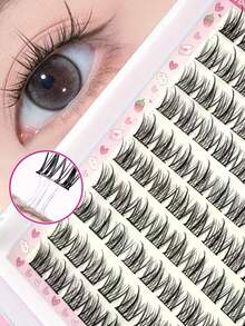 LIMEIKAI 100 Clusters Easy-To-Apply Self-Adhesive False Eyelashes Kit, Natural Look, Beginner-Friendly, Reusable With Built-In Glue Strips, C/D Curling, 10mm-13mm Lengths - View 4