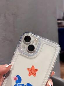 1个极简蓝色海龟眼图案透明软手机壳，防滑防摔防黄，轻巧全包保护壳，兼容苹果手机 - 彩色 - 查看 4