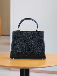 2026 New High-End Fashion Women's Elegant Palm Print Handbag, OL Commuter Versatile Work Bag, Luxury Chic Structured Small Square Bag, Versatile Commuter Stylish Shoulder/Crossbody Bag - Multicolor - View 11