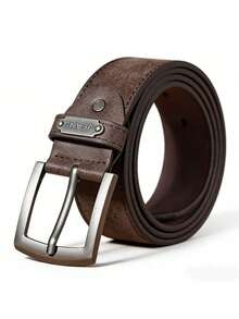 Minimalist Casual Business Vintage Buckle Black/Coffee/Brown PU Leather Belt, Unisex Suitable For Daily Commute, Gift, Family Gift - Multicolor - View 4