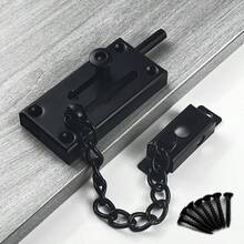 1 PC Heavy-Duty Stainless Steel Security Chain, Black Door Lock Chain, Hotel Room Door Lock, Thickened Security Door Lock Chain, Flame Resistant And Burglarproof, Suitable For Indoor And Front Door Security | Sturdy | Stylish Design - Black - View 8