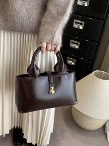 时尚优雅单肩手提包、托特包和斜挎包，女士秋冬必备 - 咖啡棕 - 查看 2