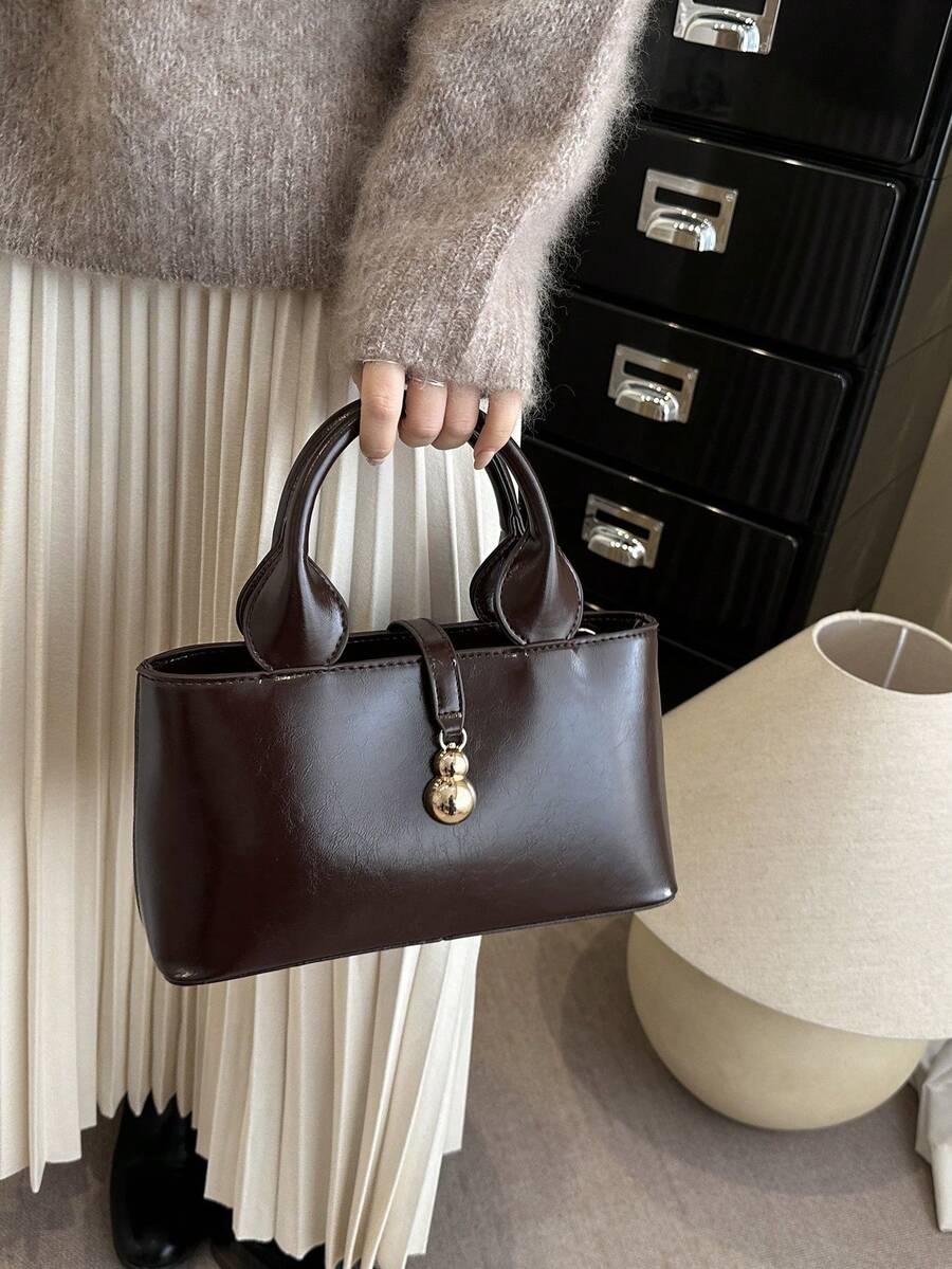 时尚优雅单肩手提包、托特包和斜挎包，女士秋冬必备 - 咖啡棕 - 查看 1